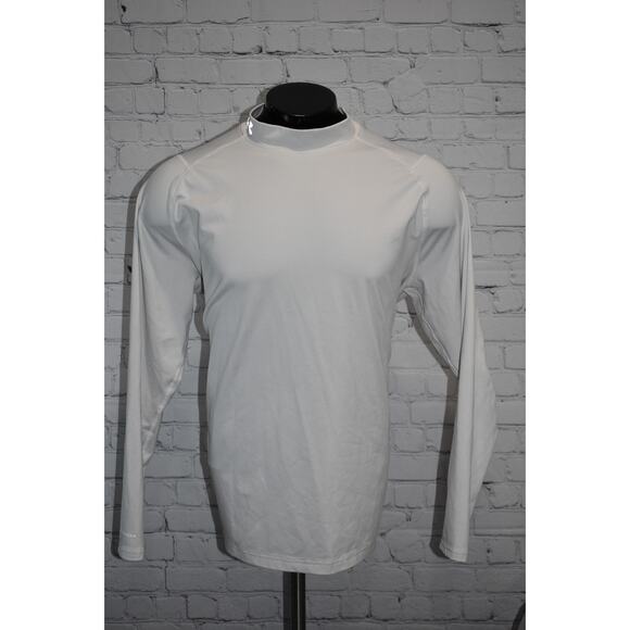 Under Armour Golf Gym Shirt Mock Turtleneck Mens Size 2XL Fitted White ColdGear - Picture 1 of 8